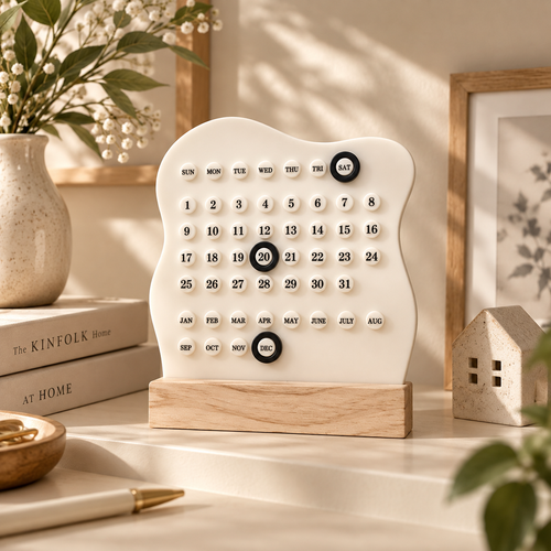Mini Wooden Perpetual Desk Calendar
