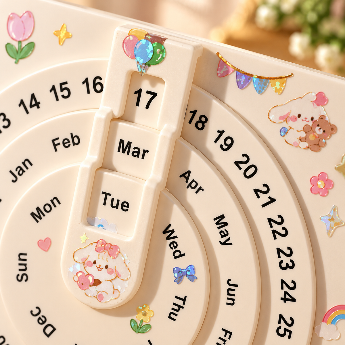 Rotating Wooden Perpetual Desk Calendar