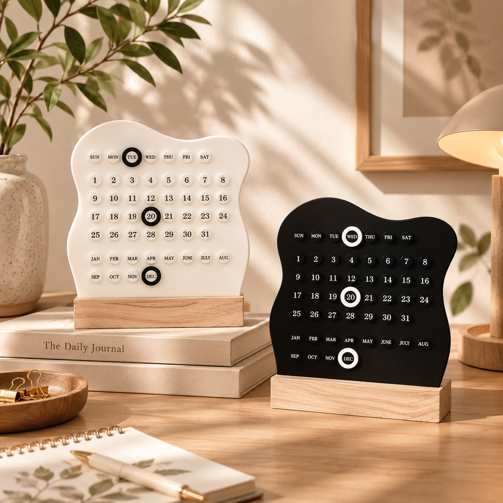 Mini Wooden Perpetual Desk Calendar