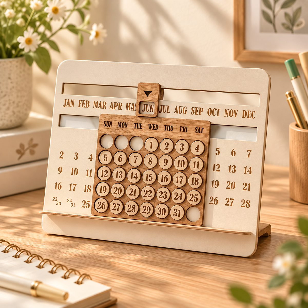 Wooden Year-Round Perpetual Calendar